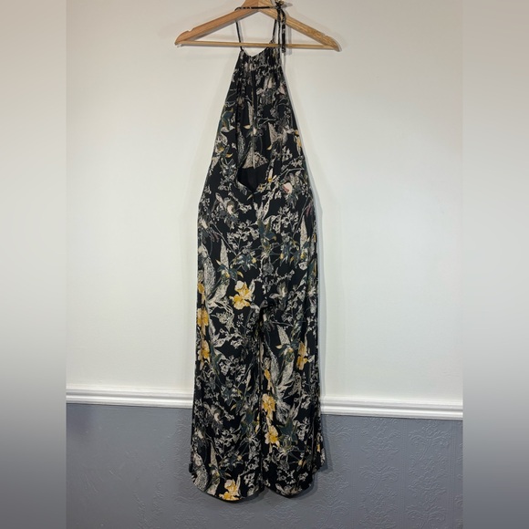 Free People Black and Yellow Floral Backless jumpsuit Size 2 - Picture 5 of 8